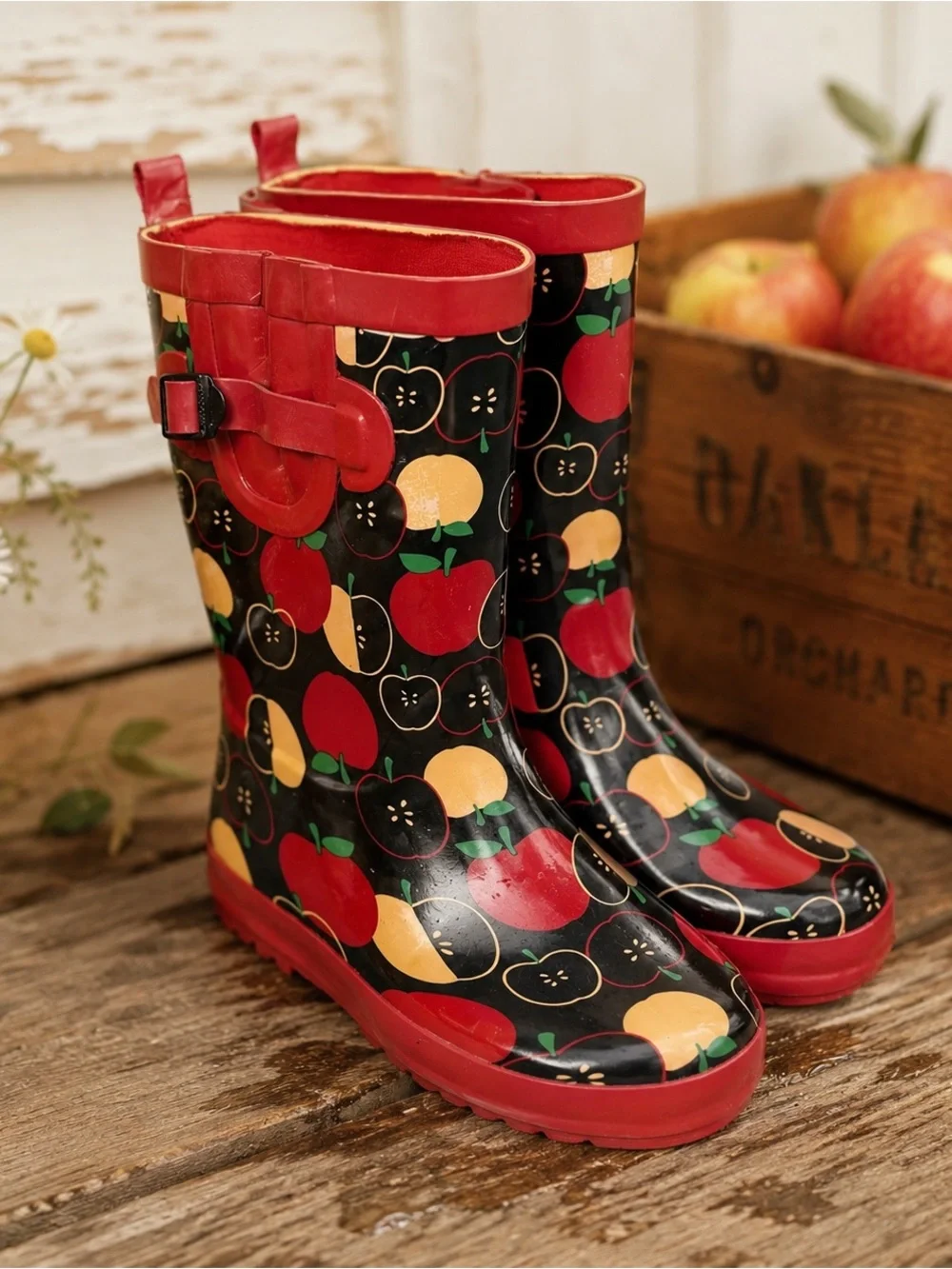 Gymboree Apple Print Rain Boots Kids Size 1